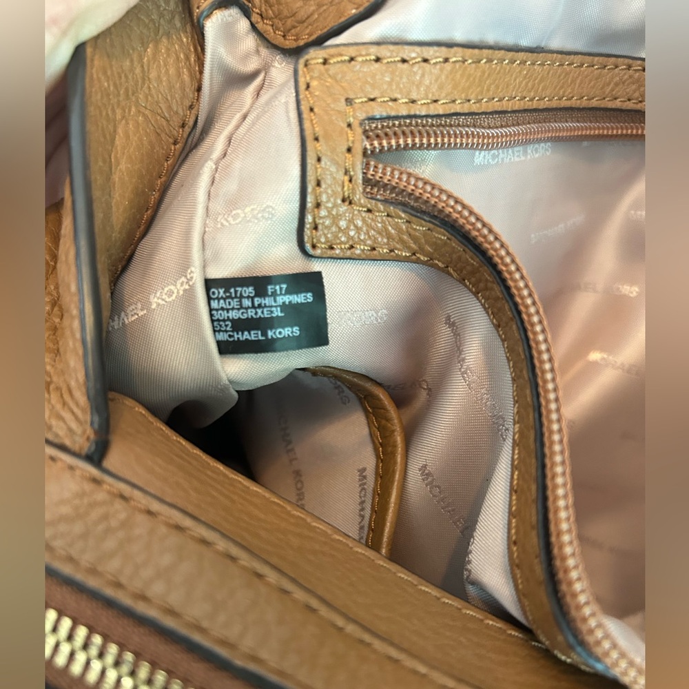 Michael Kors Raven Tote Large Shoulder Bag Acorn (brown) Pebbled Leather Gold - Picture 5 of 16